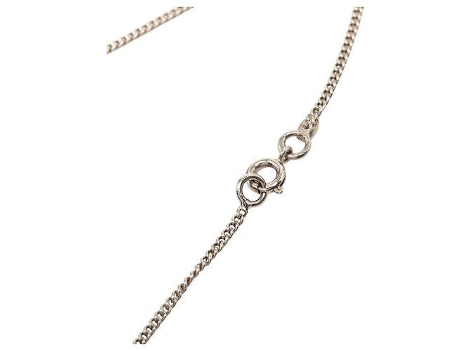 Collana con ciondolo a cuore in ottone Chanel CC argento - vista 4