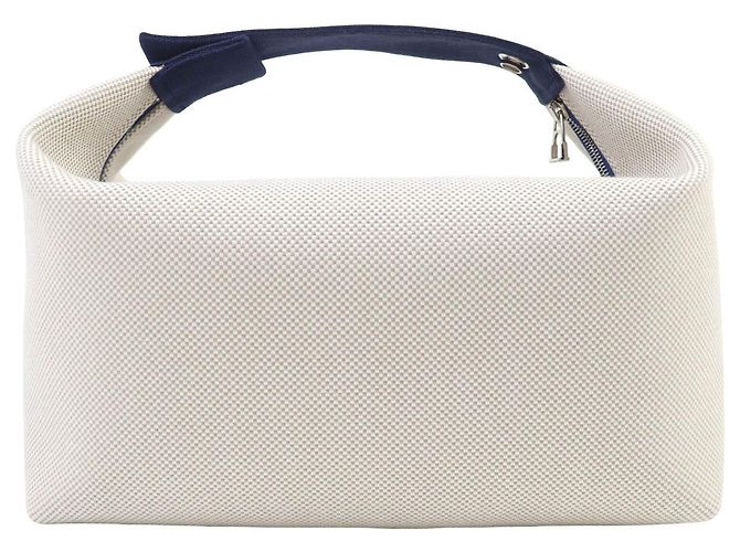 Borsa Vanity Hermès Large Toile Bride A Brac Cabriole Case Beige - vista 2