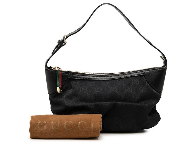 Sac à main Gucci GG Canvas Web noir - vue 7