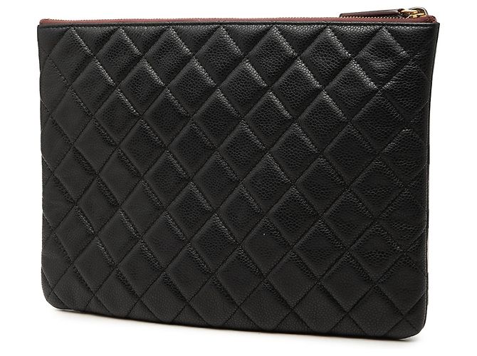 Clutch Chanel Medium Quilted Caviar O Case Nera Nero - vista 2