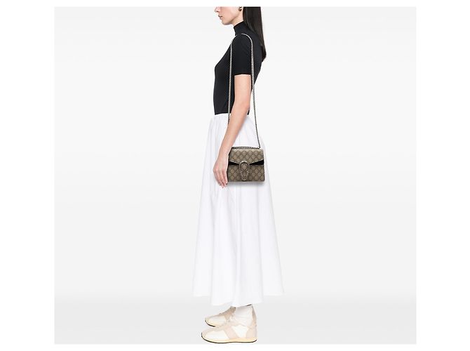 Borsa a Tracolla Gucci Small GG Supreme Dionysus Beige - vista 7