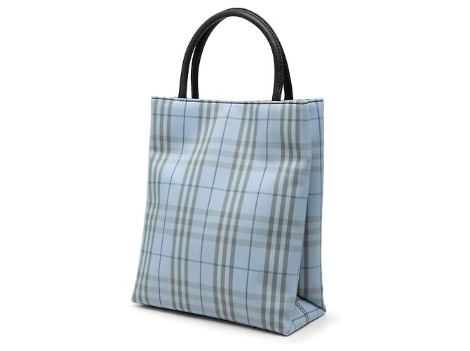 Borsa Burberry House Check in tela blu - vista 2
