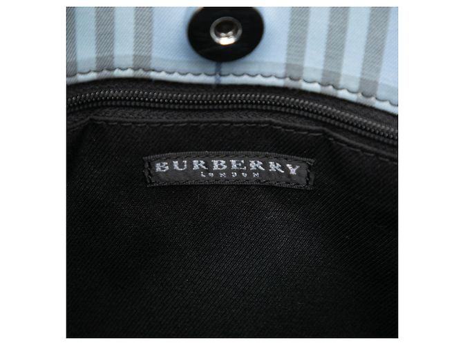 Borsa Burberry House Check in tela blu - vista 5