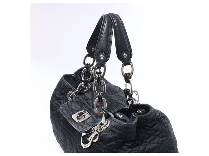 Borsa a tracolla Dior Charming Lock Cannage in tessuto, Nero - vista 3