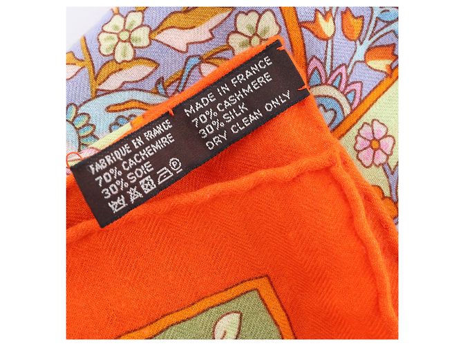 Hermès Carré Géant "Au Pays des Oiseaux Fleurs" Seidentuch in Orange - Ansicht 14