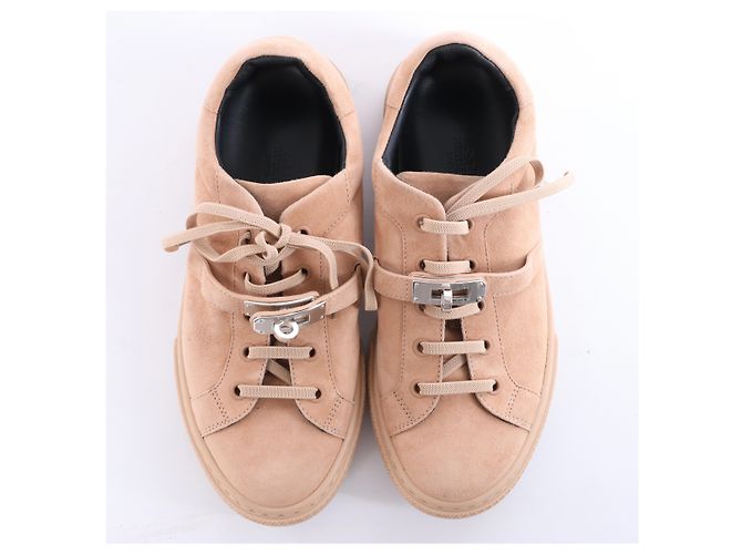 Baskets Hermès Day en daim Beige RG222181Z, Taille EU 37 - vue 6