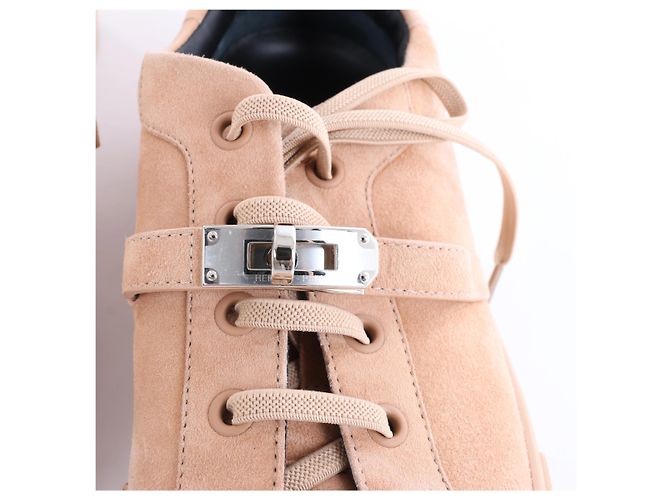 Baskets Hermès Day en daim Beige RG222181Z, Taille EU 37 - vue 8