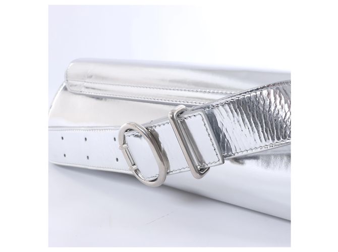Dior Borsa a tracolla Cannolo in pelle verniciata Jil Sander in Silver Argento - vista 16