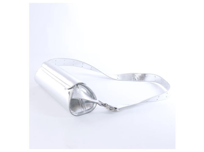 Dior Borsa a tracolla Cannolo in pelle verniciata Jil Sander in Silver Argento - vista 3