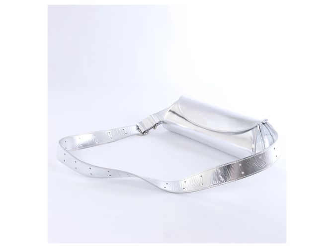 Dior Borsa a tracolla Cannolo in pelle verniciata Jil Sander in Silver Argento - vista 4