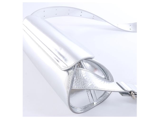 Dior Borsa a tracolla Cannolo in pelle verniciata Jil Sander in Silver Argento - vista 5