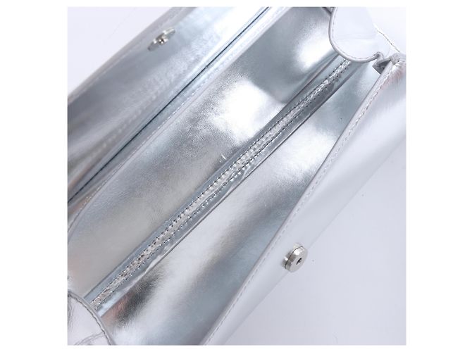 Dior Borsa a tracolla Cannolo in pelle verniciata Jil Sander in Silver Argento - vista 8