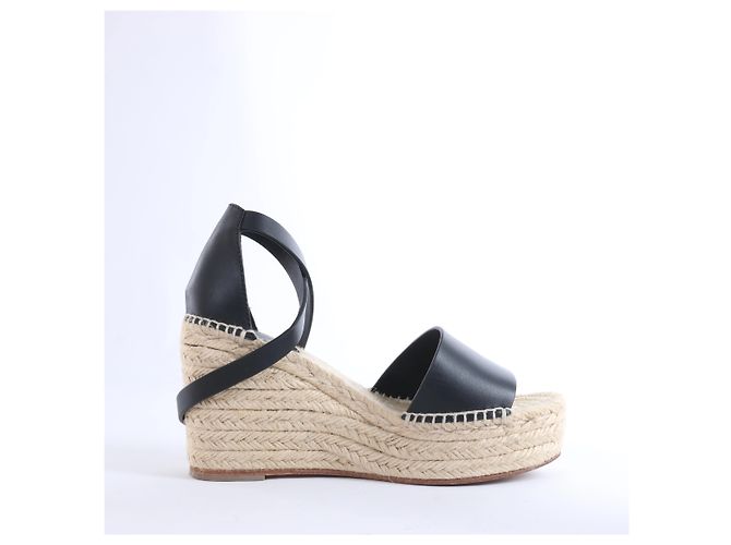 Sandali con zeppa Hermès Tivoli Hemp x Leather in Beige x Black 191098Z, Taglia EU 37 - vista 3