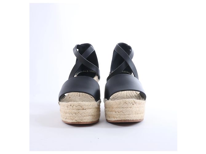 Sandali con zeppa Hermès Tivoli Hemp x Leather in Beige x Black 191098Z, Taglia EU 37 - vista 4