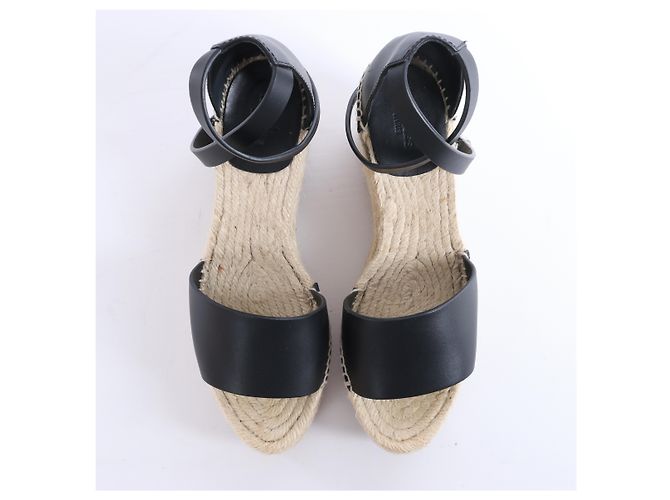 Sandali con zeppa Hermès Tivoli Hemp x Leather in Beige x Black 191098Z, Taglia EU 37 - vista 5
