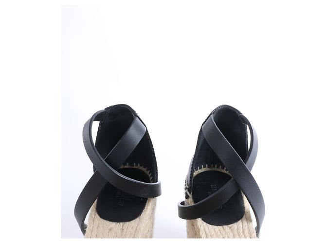 Sandali con zeppa Hermès Tivoli Hemp x Leather in Beige x Black 191098Z, Taglia EU 37 - vista 6