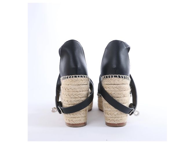 Sandali con zeppa Hermès Tivoli Hemp x Leather in Beige x Black 191098Z, Taglia EU 37 - vista 7