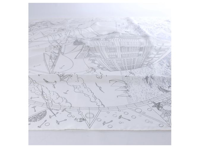 Hermès Carré 90 "HERMES FRAGSHIP" Seidentuch in Weiß - Ansicht 4