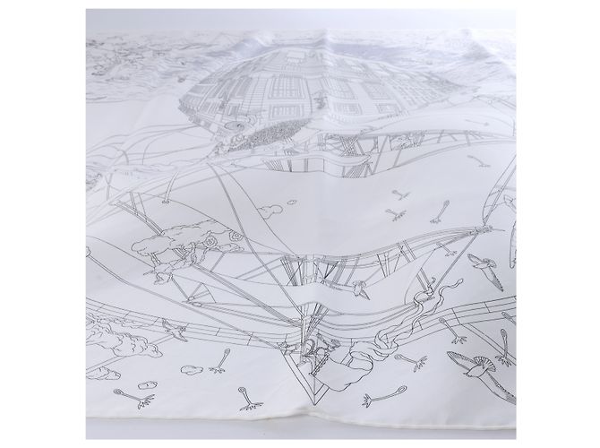 Hermès Carré 90 "HERMES FRAGSHIP" Seidentuch in Weiß - Ansicht 5