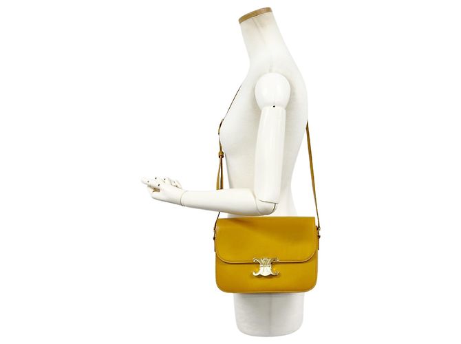 Céline Borsa a tracolla Celine Triomphe in pelle di vitello gialla Giallo - vista 14