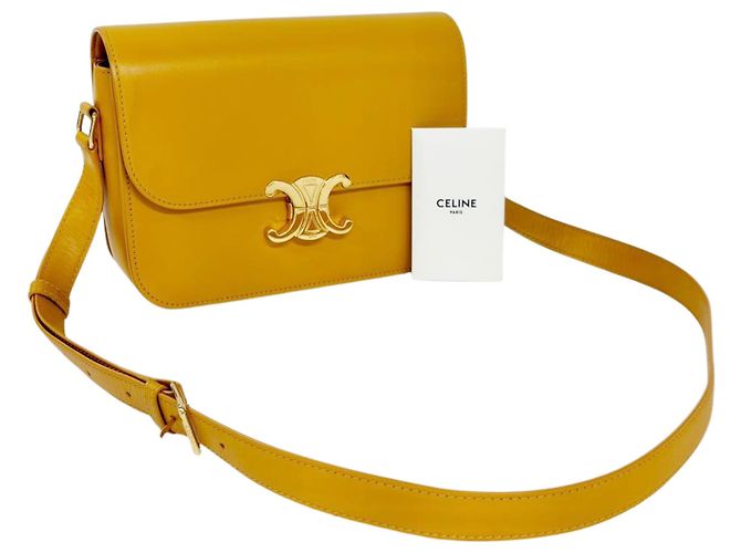 Céline Borsa a tracolla Celine Triomphe in pelle di vitello gialla Giallo - vista 15