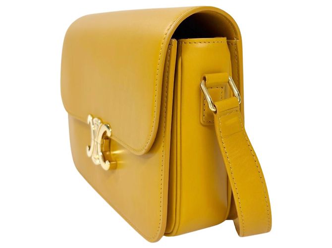 Céline Borsa a tracolla Celine Triomphe in pelle di vitello gialla Giallo - vista 2