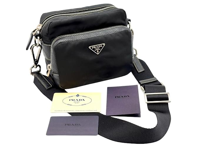 Prada Mini borsa a tracolla logo PRADA Nero - vista 9