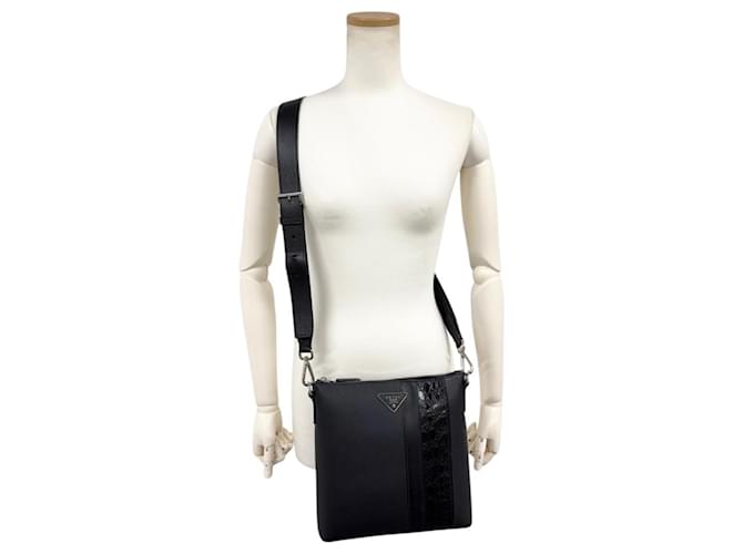 Borsa a tracolla e spalla Prada Saffiano Nero - vista 14