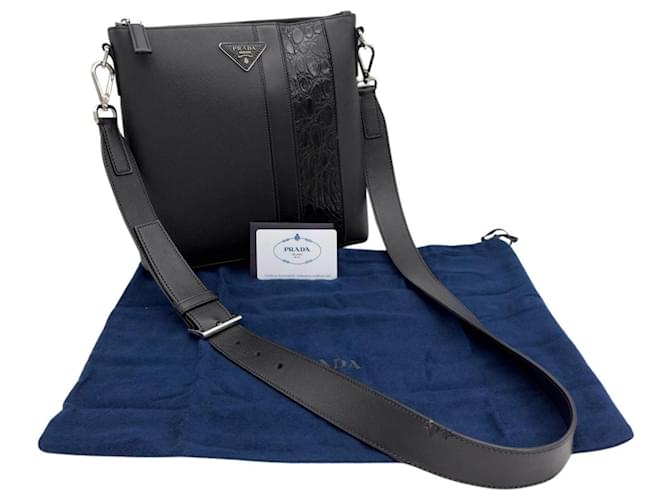 Borsa a tracolla e spalla Prada Saffiano Nero - vista 15