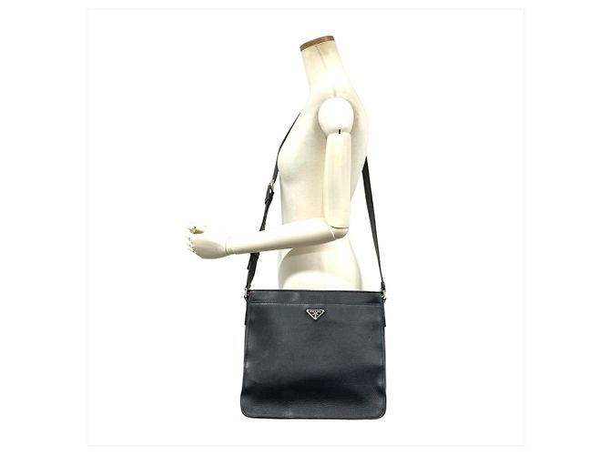 Borsa a tracolla in pelle Prada PRADA Logo Nero - vista 13