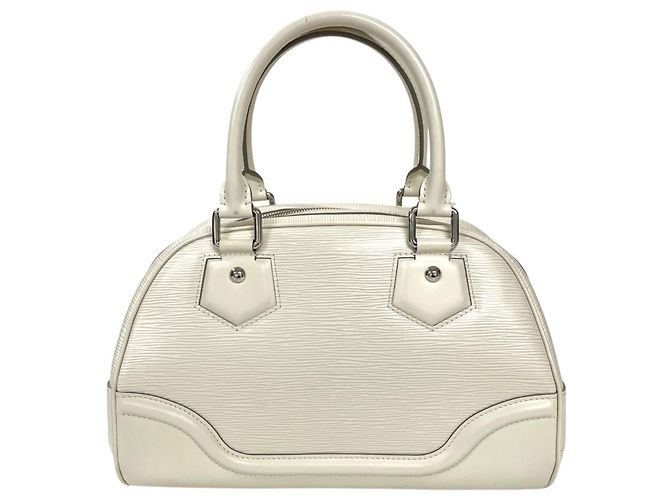 Borsa Louis Vuitton Bowling Montaigne PM Beige Bianco sporco - vista 3