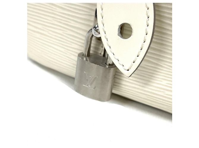 Borsa Louis Vuitton Bowling Montaigne PM Beige Bianco sporco - vista 6