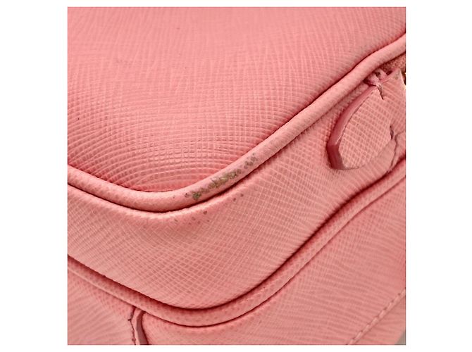 Borsa a tracolla Prada in pelle rosa con logo - vista 10