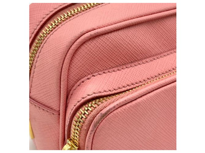 Borsa a tracolla Prada in pelle rosa con logo - vista 11