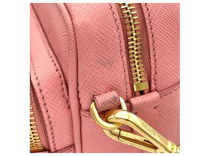 Borsa a tracolla Prada in pelle rosa con logo - vista 12