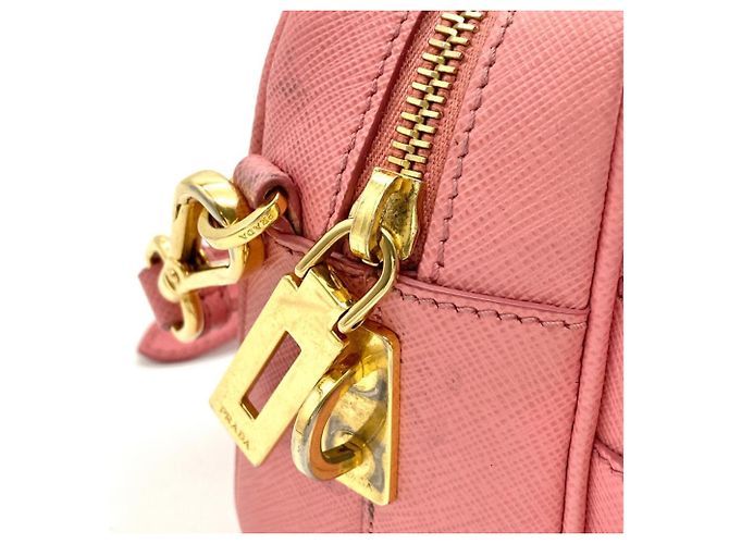 Borsa a tracolla Prada in pelle rosa con logo - vista 13