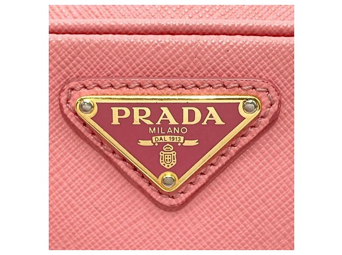 Borsa a tracolla Prada in pelle rosa con logo - vista 14