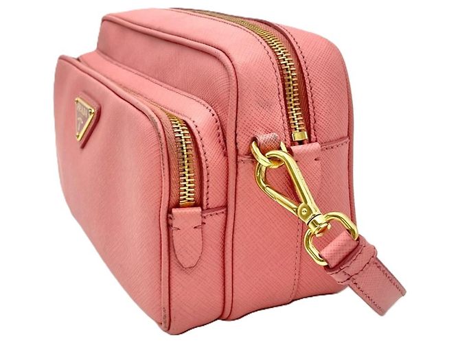 Borsa a tracolla Prada in pelle rosa con logo - vista 2