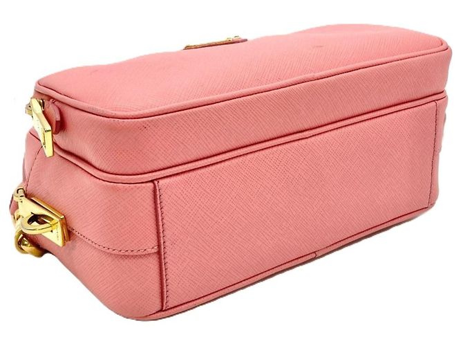 Borsa a tracolla Prada in pelle rosa con logo - vista 4