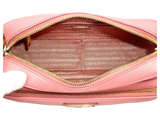 Borsa a tracolla Prada in pelle rosa con logo - vista 5