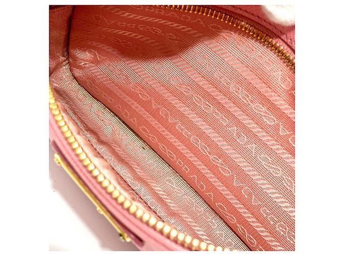 Borsa a tracolla Prada in pelle rosa con logo - vista 8