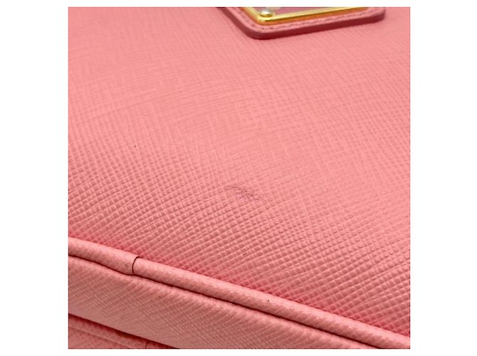 Borsa a tracolla Prada in pelle rosa con logo - vista 9