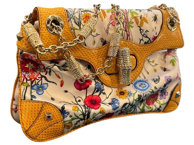 Borsa Gucci Canvas Flora Bamboo - vista 2