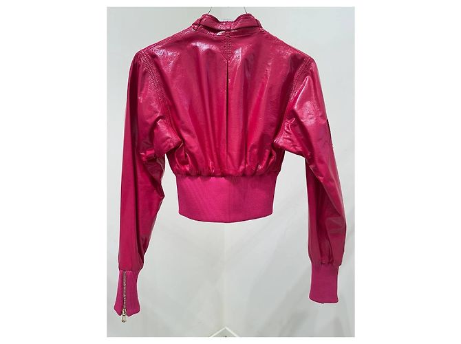 Dolce & Gabbana Fuchsia Cropped Leder-Bomber Sz.40 gebraucht - Ansicht 2