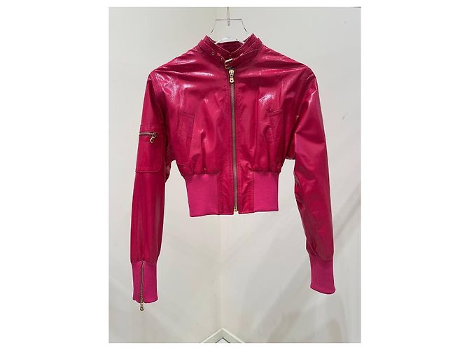 Dolce & Gabbana Fuchsia Cropped Leder-Bomber Sz.40 gebraucht - Ansicht 6