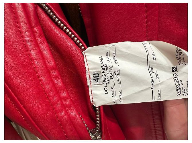 Dolce & Gabbana Bomberjacke aus rotem Lammleder, IT 40 gebraucht - Ansicht 10