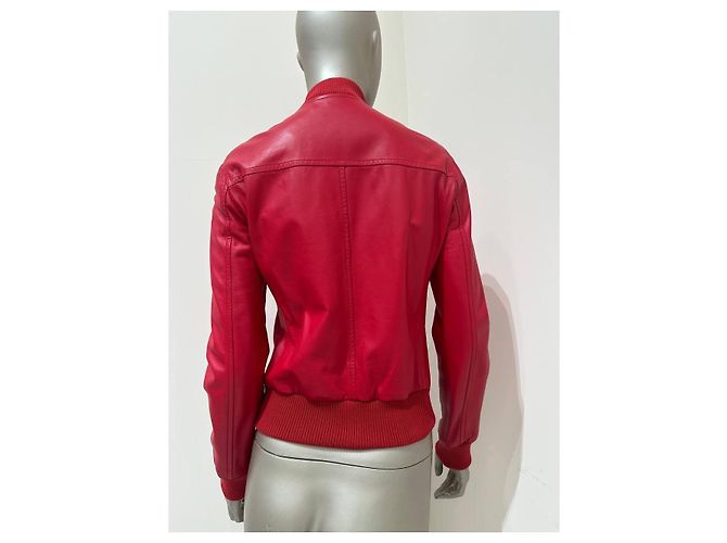 Dolce & Gabbana Bomberjacke aus rotem Lammleder, IT 40 gebraucht - Ansicht 4