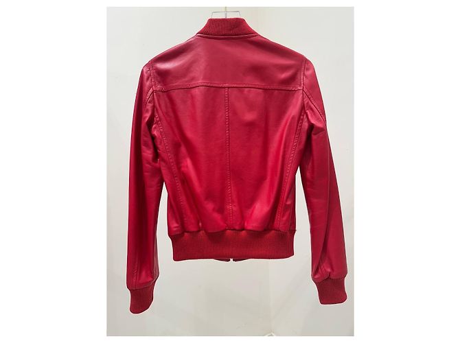 Dolce & Gabbana Bomberjacke aus rotem Lammleder, IT 40 gebraucht - Ansicht 7