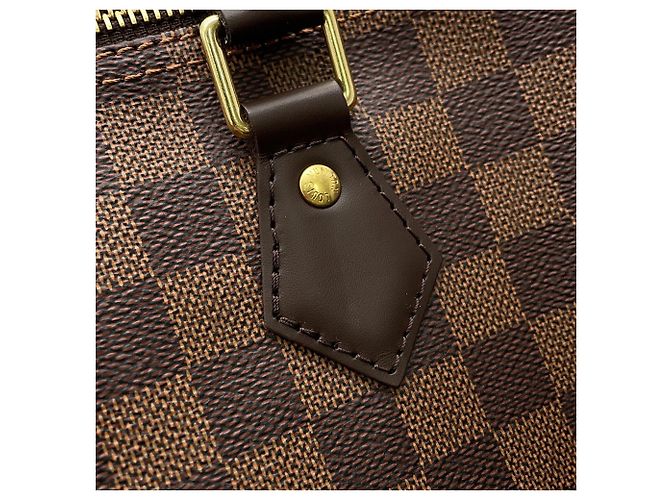 Borsa Louis Vuitton Damier Ebene Speedy 35 Rosso - vista 10
