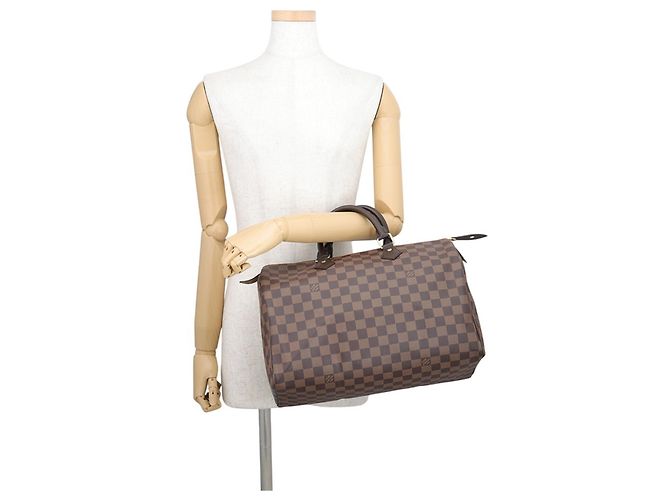 Borsa Louis Vuitton Damier Ebene Speedy 35 Rosso - vista 4